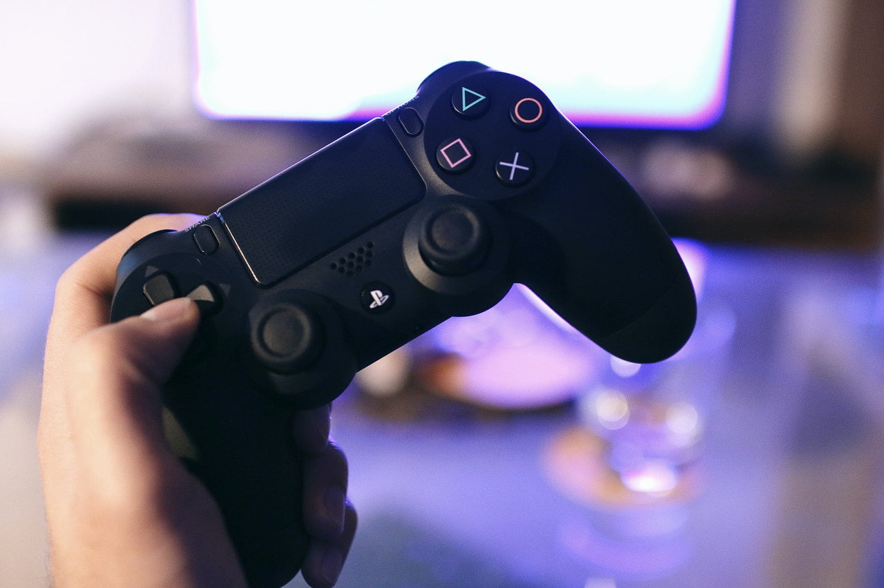 gaming stick held in hand
