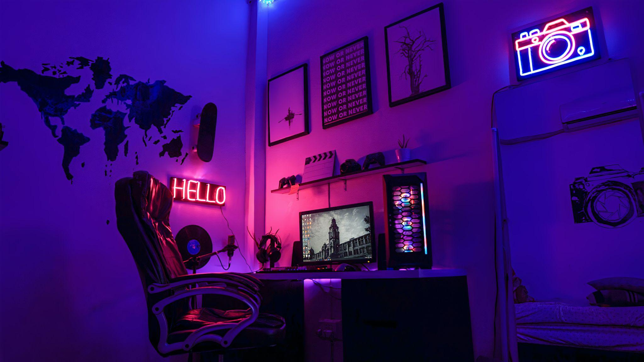 simple set up of gaming area